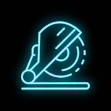 Neon angle grinder cutting through metal line icon Stock Illustration