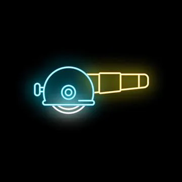 Neon angle grinder glowing power tool icon Stock Illustration