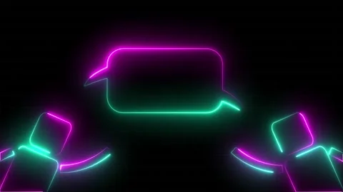 Neon Animated Chat Icon with Two People Stock Footage 311118800