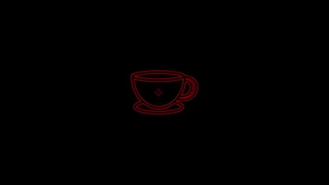 Neon Animated coffee cup logo with neon glowing lines 4k video. Stock Footage 306557921