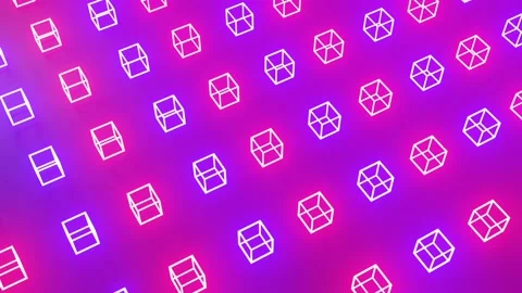 Neon Animated colored cubes move on a purple background. Stock Footage 130435597