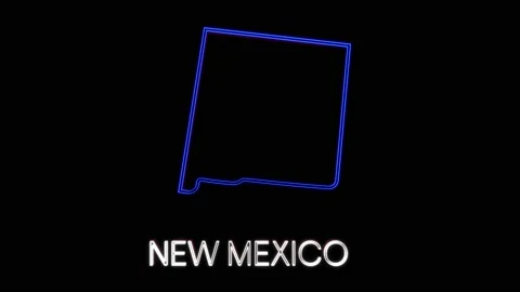 Neon animated map showing the state of New Mexico from the united state of Stock Footage 150760350