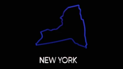Neon animated map showing the state of New York from the united state of Stock Footage 150760672