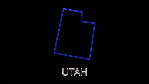 Neon animated map showing the state of Utah from the united state of American Stock Footage 150761773