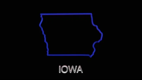 Neon animated map showing the state of Iowa from the united state of American Stock Footage 150762290