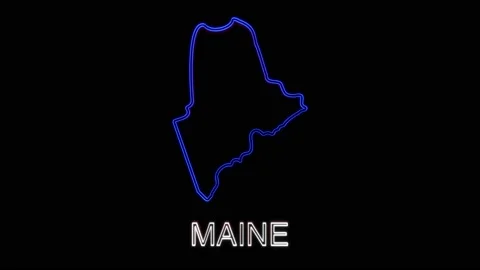 Neon animated map showing the state of Maine from the united state of america Stock Footage 150762311
