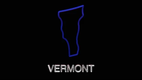 Neon animated map showing the state of Vermont from the united state of American Video stock 150762479