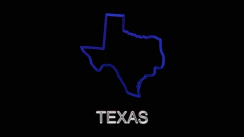 Neon animated map showing the state of Texas from the united state of america Video stock 150762575