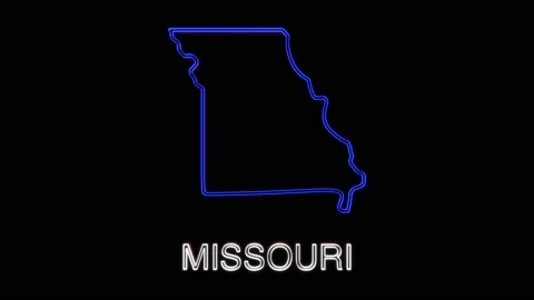 Neon animated map showing the state of Missouri from the united state of america Stock Footage 150762850