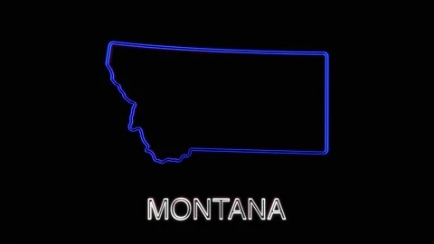 Neon animated map showing the state of Montana from the united state of america Stock Footage 150763146