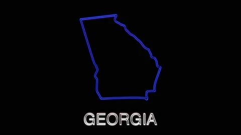 Neon animated map showing the state of Georgia from the united state of america Stock Footage 150763277