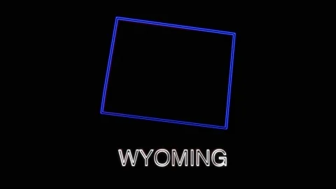 Neon animated map showing the state of Wyoming from the united state of america 스톡 동영상 150763312