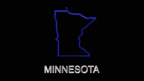 Neon animated map showing the state of Minnesota from the united state of Stock Footage 150763346