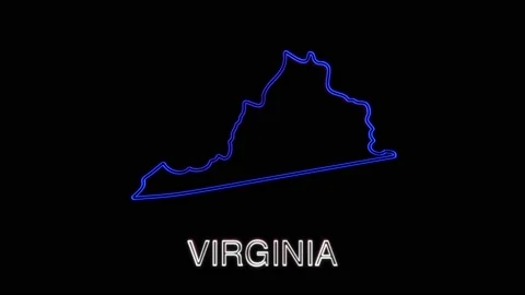Neon animated map showing the state of Virginia from the united state of america Stock Footage 150763435