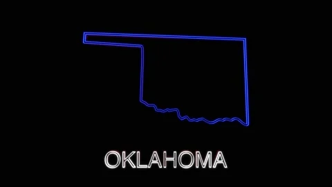 Neon animated map showing the state of Oklahoma from the united state of 스톡 동영상 150763502