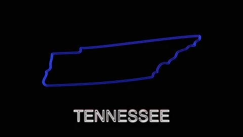Neon animated map showing the state of Tennessee from the united state of Stock Footage 150763682