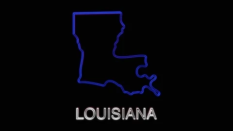 Neon animated map showing the state of Louisiana from the united state of Stock Footage 150763834
