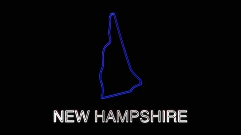 Neon animated map showing the state of New Hampshire from the united state of 스톡 동영상 150763865