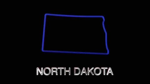 Neon animated map showing the state of North Dakota from the united state of Stock Footage 150763934