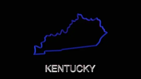 Neon animated map showing the state of Kentucky from the united state of america Stock Footage 150763963