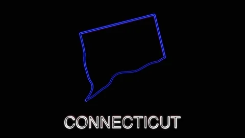 Neon animated map showing the state of Connecticut from the united state of Stock Footage 150764371