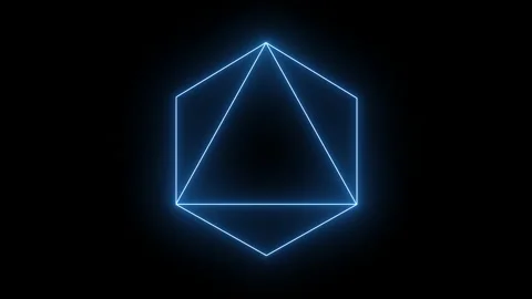 Neon animated shapes: triangle, cube, hexagon. Stock Footage 143956938