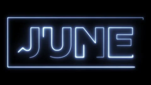 Neon Animated Text JUNE  Blue Glowing Electric Animation for Social Media M.. Stock Footage 333134590