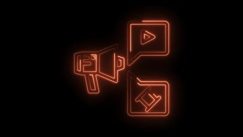 Neon animated video marketing elements social media promotion and advertising Stock Footage 322960552