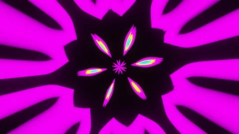 Neon animation of an abstract flying multi-colored flashing flower. Stock Footage 194388301