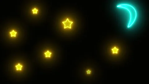 Neon animation of blinking stars. Stock Footage 131848962
