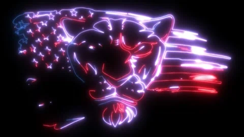 Neon animation of cougar head Video stock 275150622