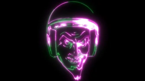 Neon animation of devil head mascot Stock Footage 275329163
