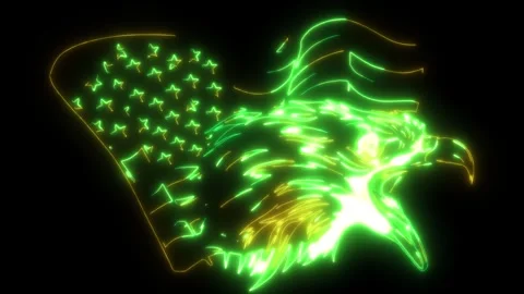 Neon animation of Eagle Head mascot Stock Footage 275147339
