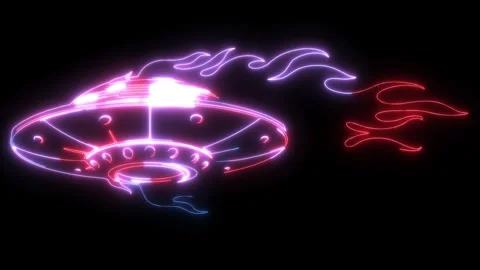Neon animation of Flying ufo Stock Footage 275052978