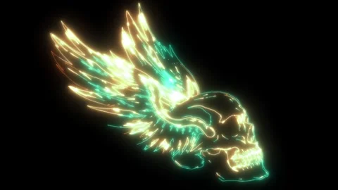 Neon animation of human skull Stock Footage 275327782