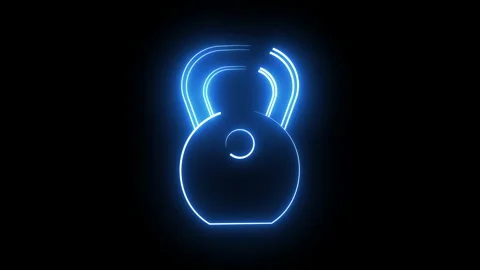 Neon animation of kettlebell. Stock Footage 225068313