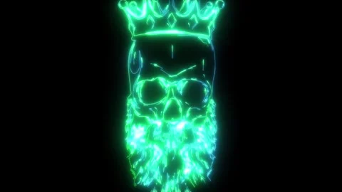 Neon animation of king skull with beard Stock Footage 275051616