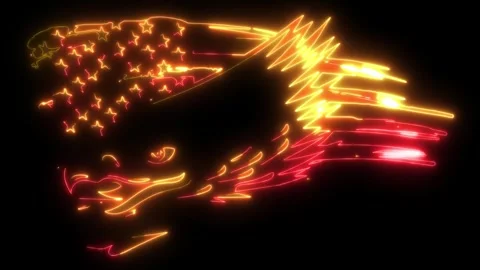 Neon animation of Mascot Head of an Eagle Stock Footage 275327557