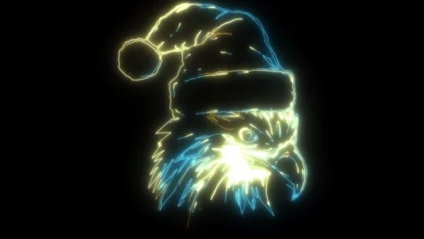 Neon animation of Mascot Head of an Eagle Stock Footage 275525502