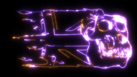 Neon animation of monkey skull Stock Footage 275328559