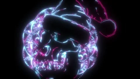 Neon animation of monkey skull Stock Footage 275521165