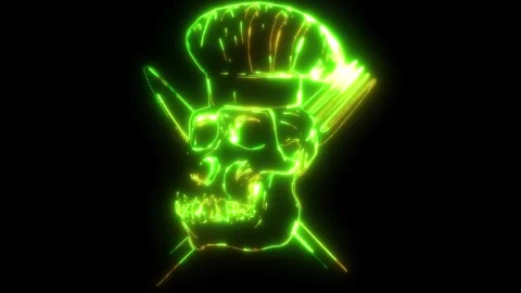 Neon animation of monkey skull Stock Footage 275527372