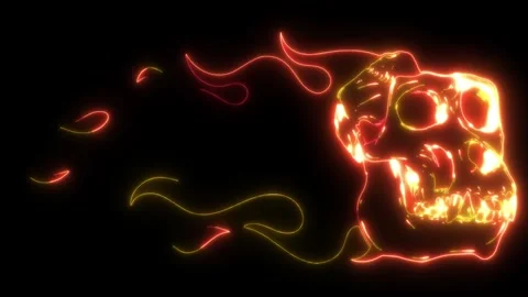 Neon animation of monkey skull Stock Footage 275673932