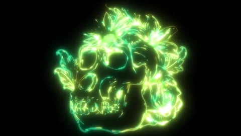 Neon animation of monkey skull Stock Footage 275683105