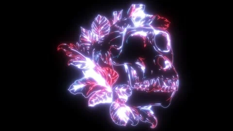 Neon animation of monkey skull Stock Footage 275692541