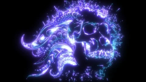 Neon animation of monkey skull Stock Footage 275820802