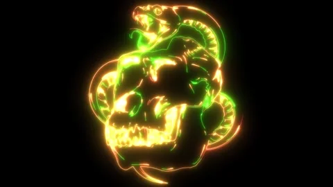 Neon animation of monkey skull Stock Footage 275824660