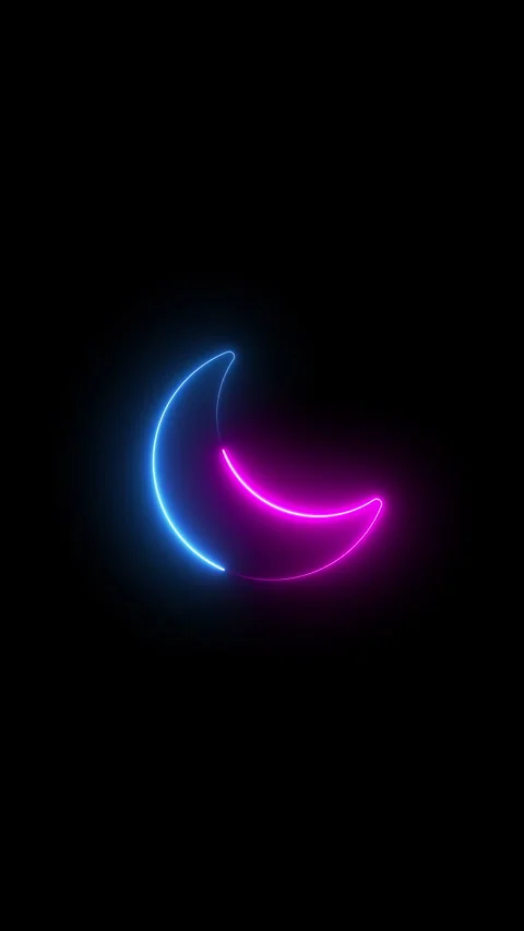 Neon animation of neon sleep mode shape on black background Stock Footage 290514031