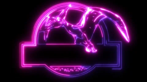 Neon animation of Pteranodon flying dinosaur. Stock Footage 275530130