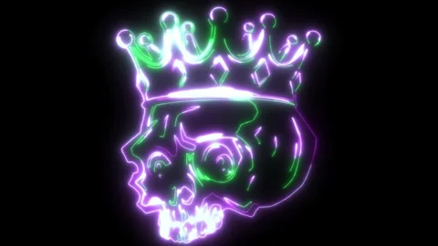 Neon animation of skull with crow Stock Footage 275151599